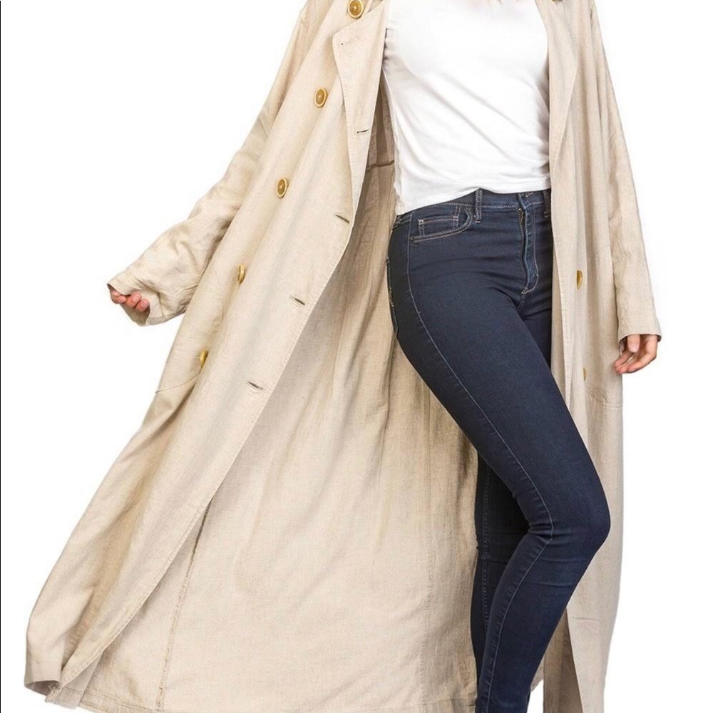 Free People Sweet Melody Linen Trench Coat Duster